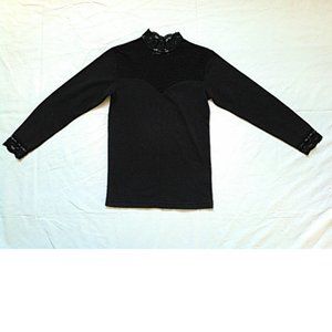 Genus Lace Long Sleeve Stretch Top, Black, XS